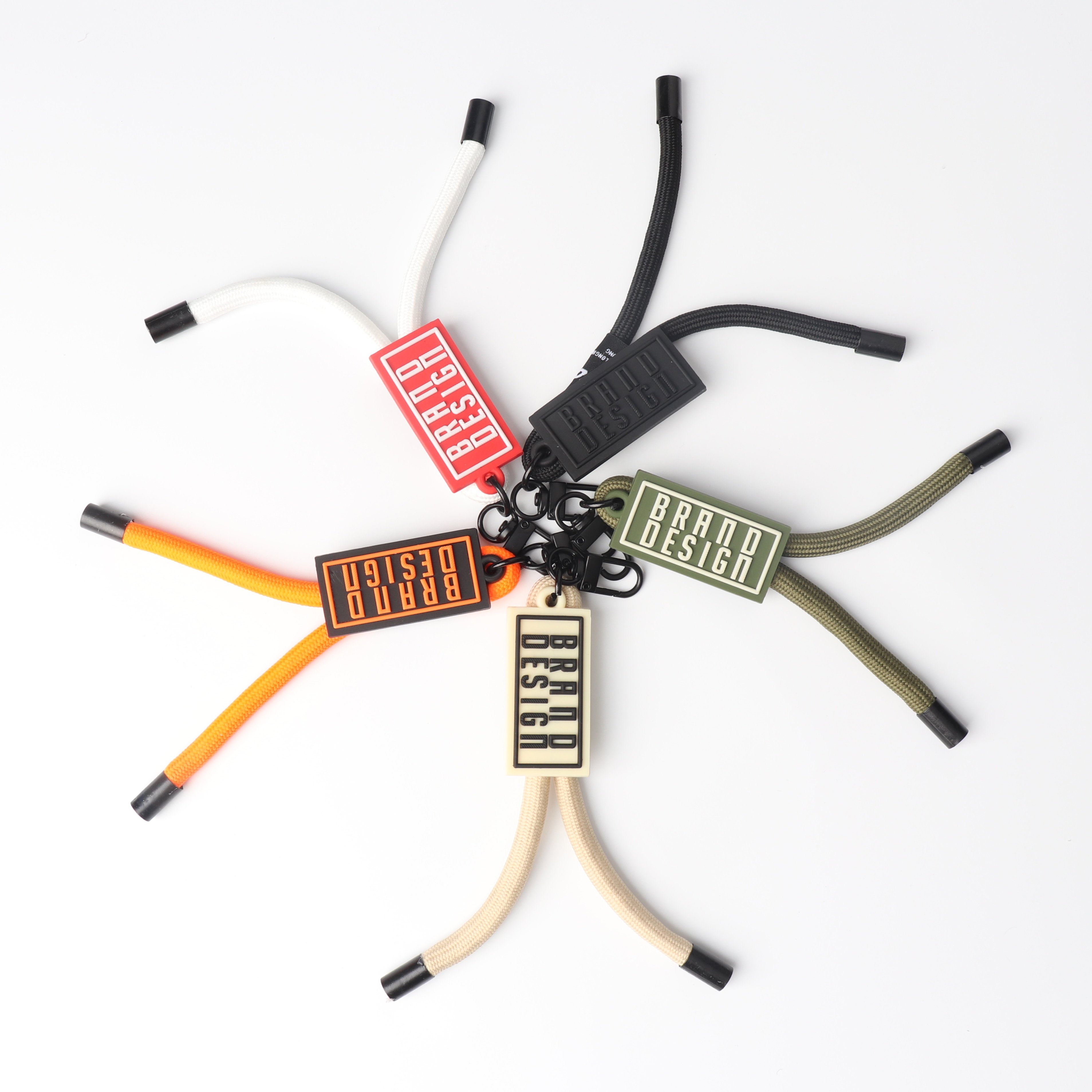 Factory Braided Rope PVC Rubber key chains wholesale Decorating DIY Accessories silicone keychain for bags