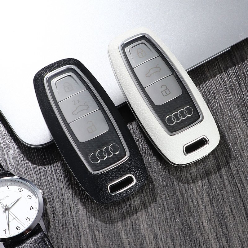 For Audi leather Key Fob Cover 3 button key shell fit for Audi A6L/A3/A7/A8/Q7