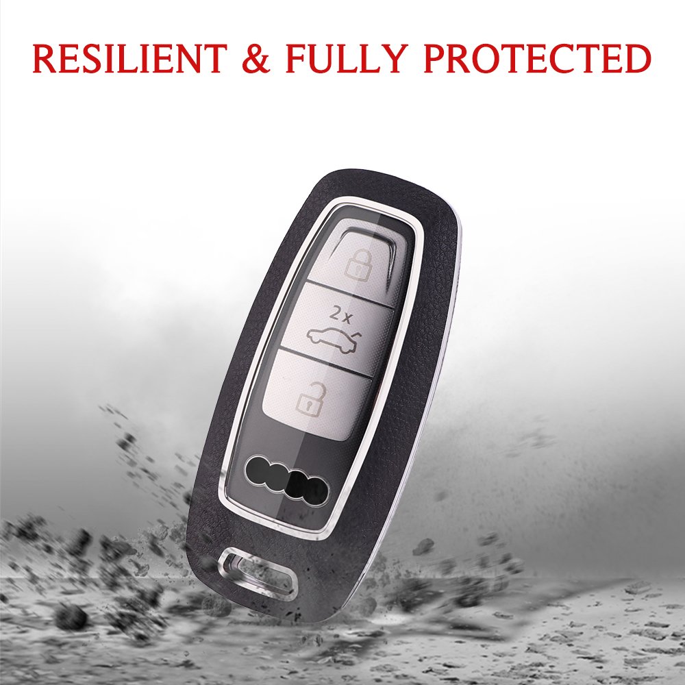 For Audi leather Key Fob Cover 3 button key shell fit for Audi A6L/A3/A7/A8/Q7