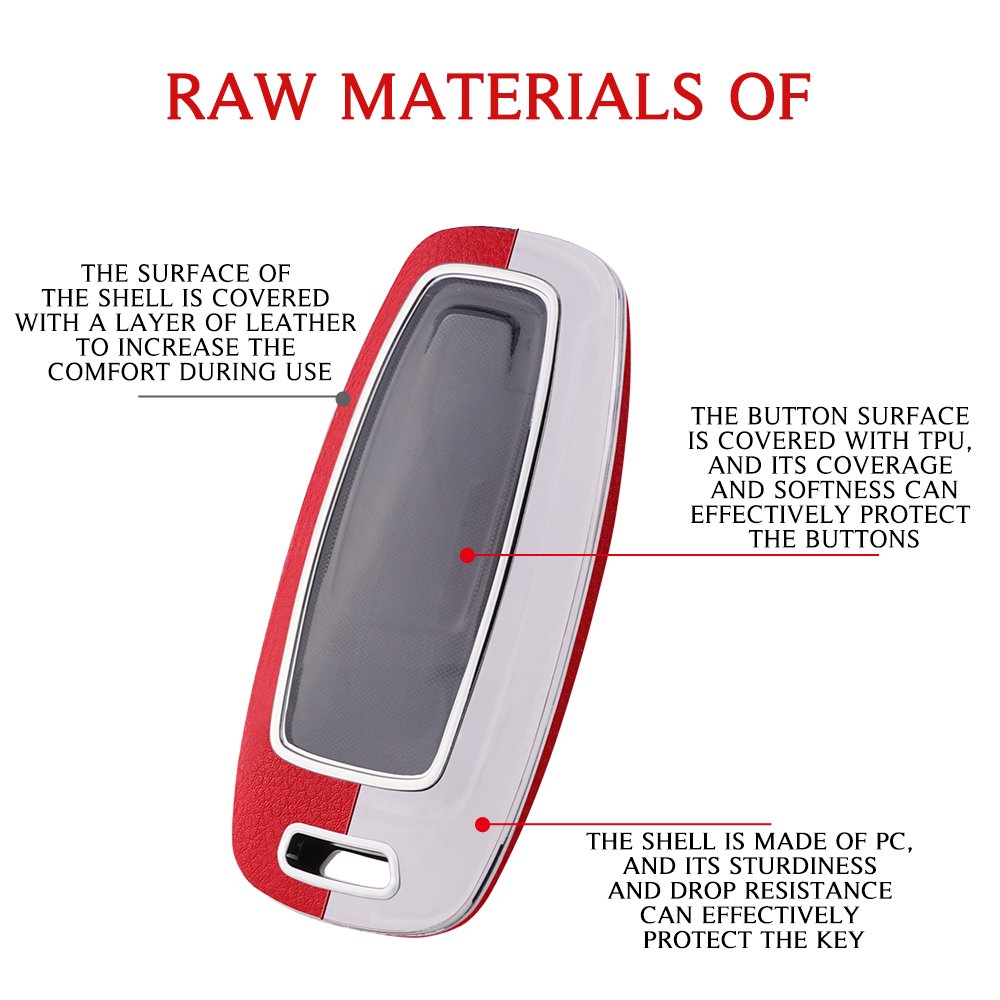 For Audi leather Key Fob Cover 3 button key shell fit for Audi A6L/A3/A7/A8/Q7