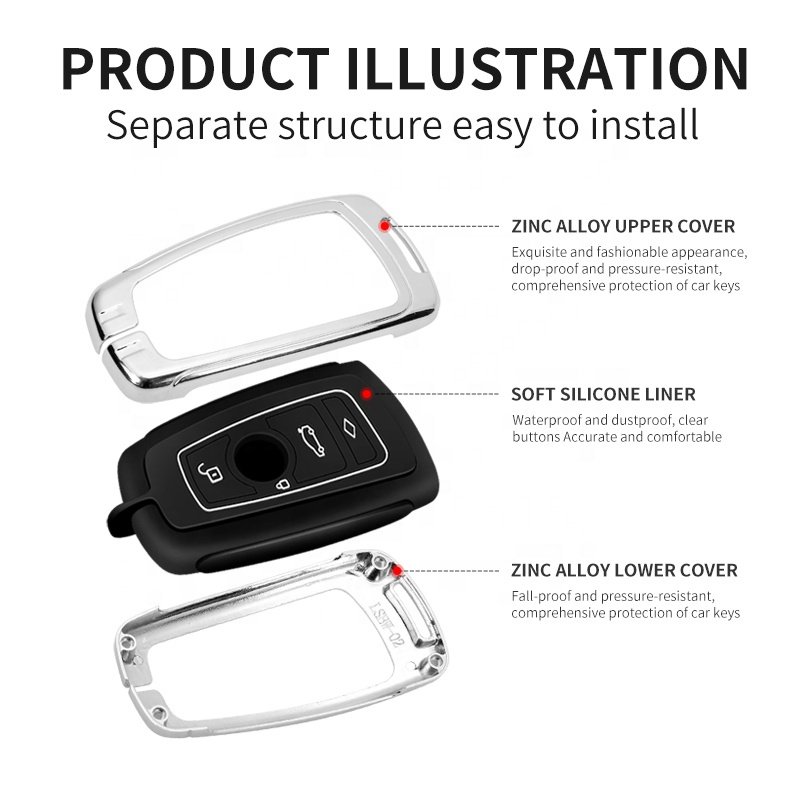 Metal Car Key Cover Zinc alloy Car Key Shell Case For BMW X3 X5 X6 F30 F34 F10 F20 G20 G30 G01 G02 G05 F15 F16 1 3 5 7 Series