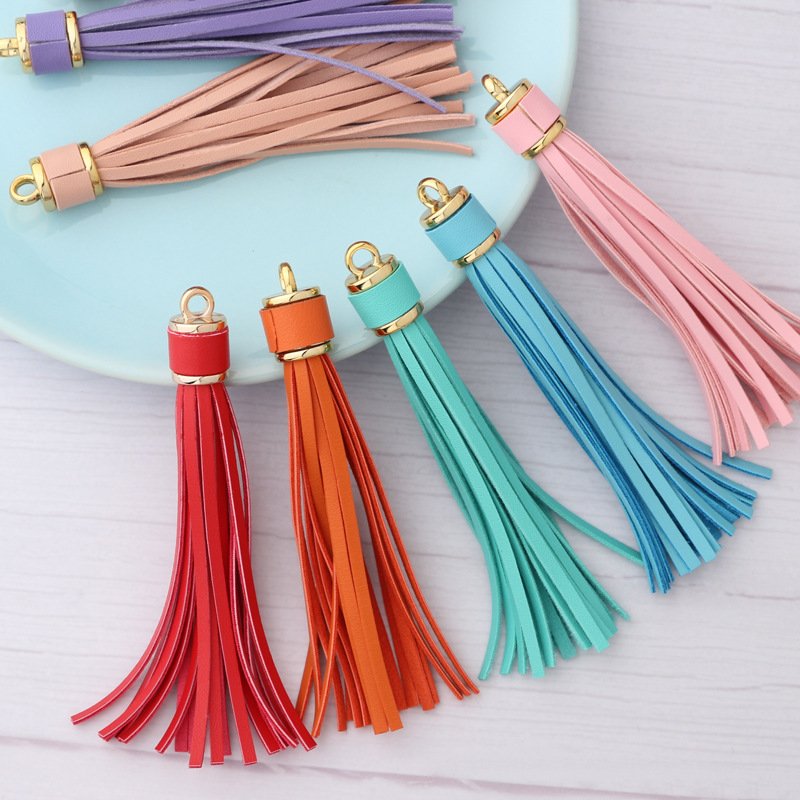 New Fashion Tassel Key Chain Women Cute Tassel KeyChain Bag Accessory PU Leather Tassels Car Key Ring Fringe Jewelry