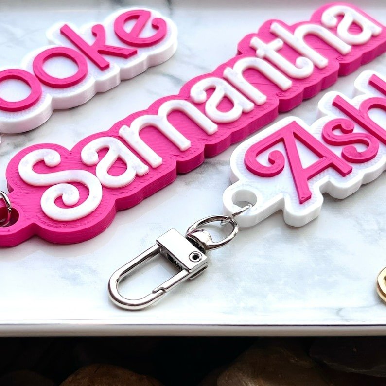 Wholesale Customized Letter Statement Name Pendant Keychain Diy Concave Convex Acrylic Keychain For Bag Key Promotion Gift