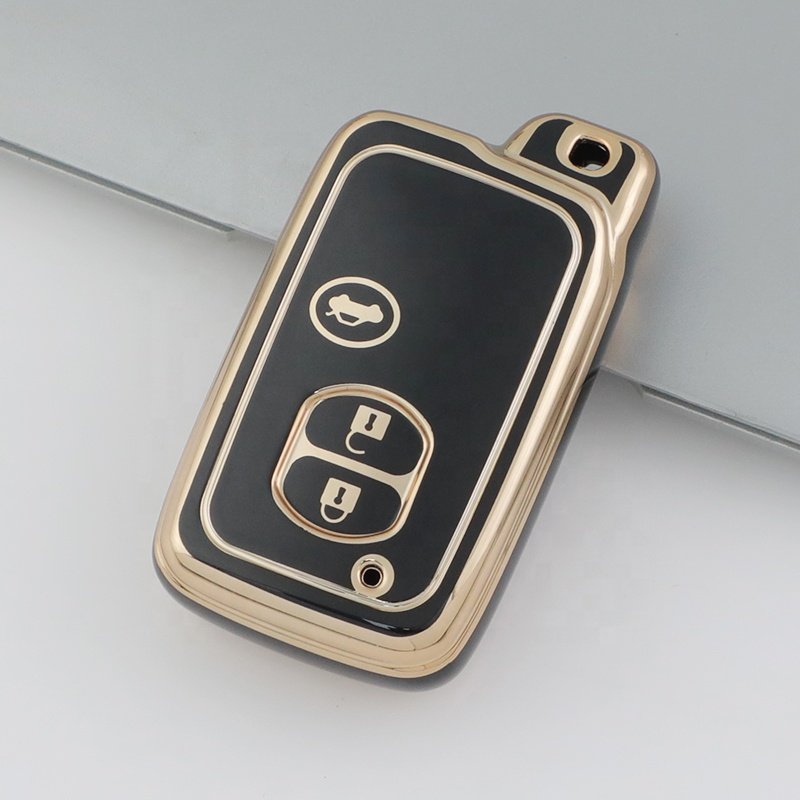 Gold Edge TPU Car Key Cover Accessories with Keychain For Toyota Avensis Land Cruiser Prado 150 TPU Car Key case Cover