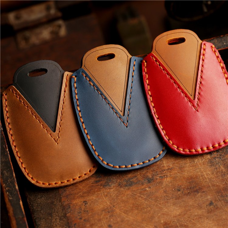 Genuine Leather Car Key Case Cover for Hyundai LAFESTA Elantra Santa Fe Smart 3 Buttons Car Key Shell with Keychain