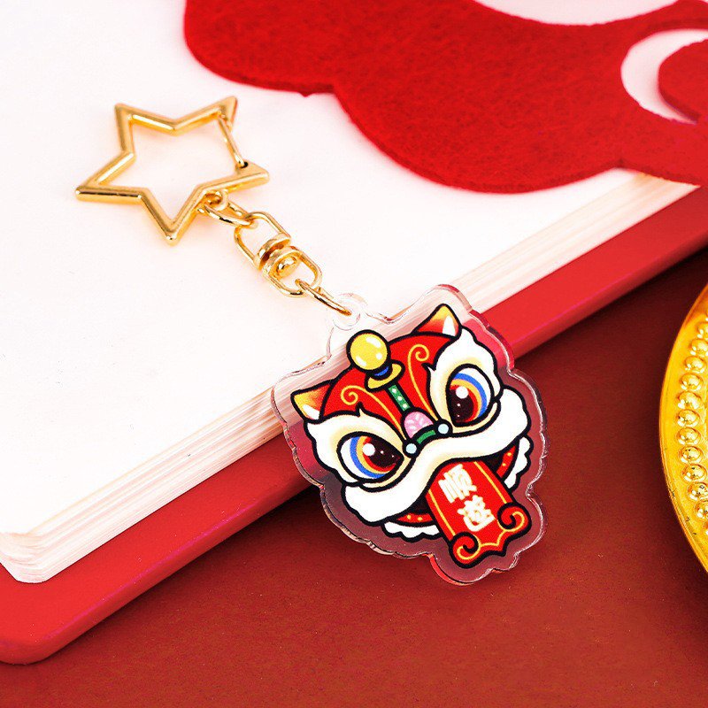 Wholesale China NEW Year Printed Cute Custom Acrylic Charm Plastic Acrylic Sublimation Keychain Acrylic Key Chain Pendant Gift