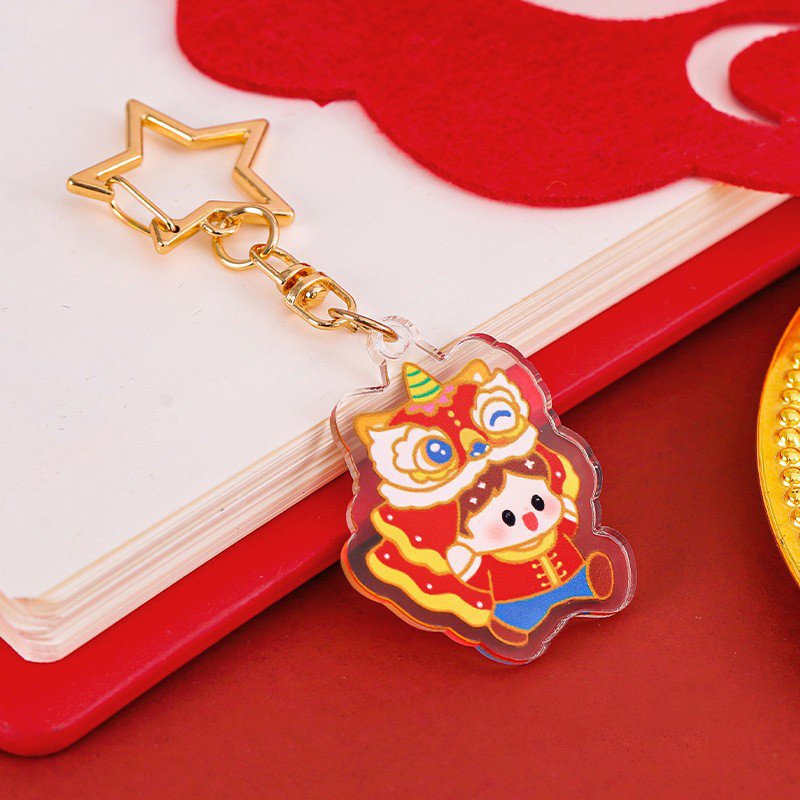 Wholesale China NEW Year Printed Cute Custom Acrylic Charm Plastic Acrylic Sublimation Keychain Acrylic Key Chain Pendant Gift
