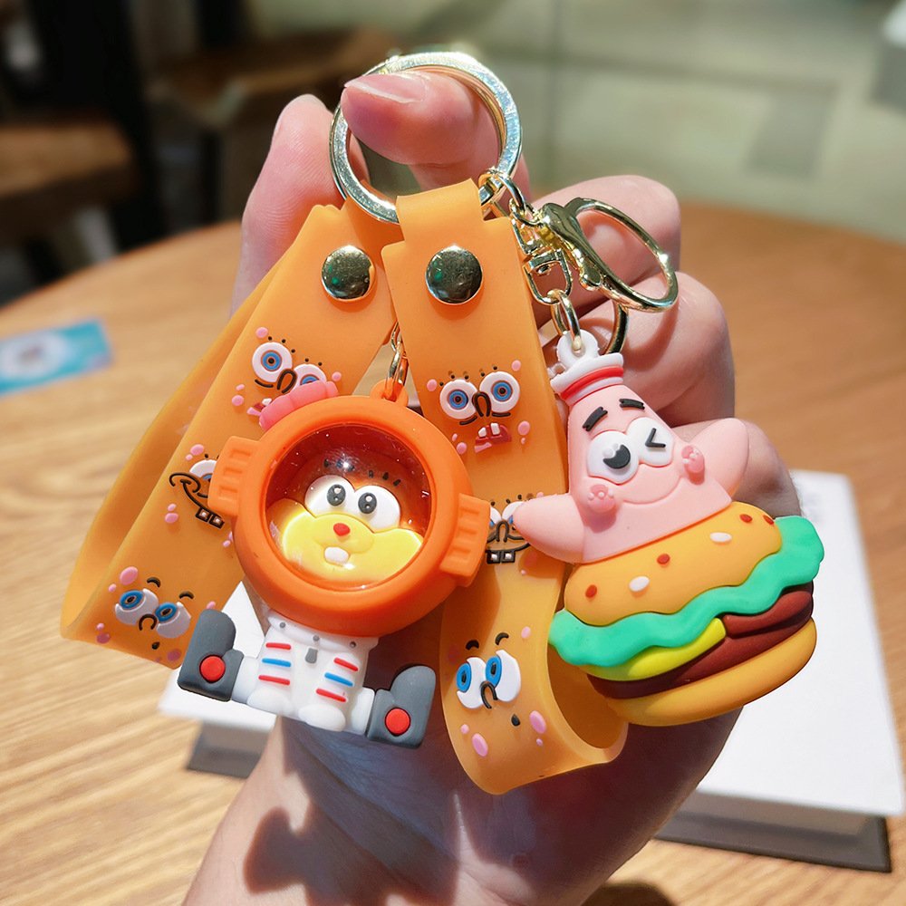 Cartoon Burger Sponge Keychain Exquisite Baby Doll Bag Accessories Car Pendant Chain Baby Grabbing Machine Small Commodity
