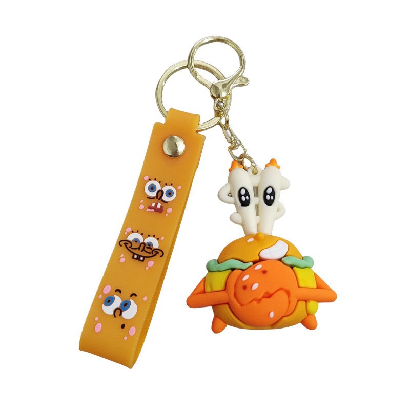 Cartoon Burger Sponge Keychain Exquisite Baby Doll Bag Accessories Car Pendant Chain Baby Grabbing Machine Small Commodity