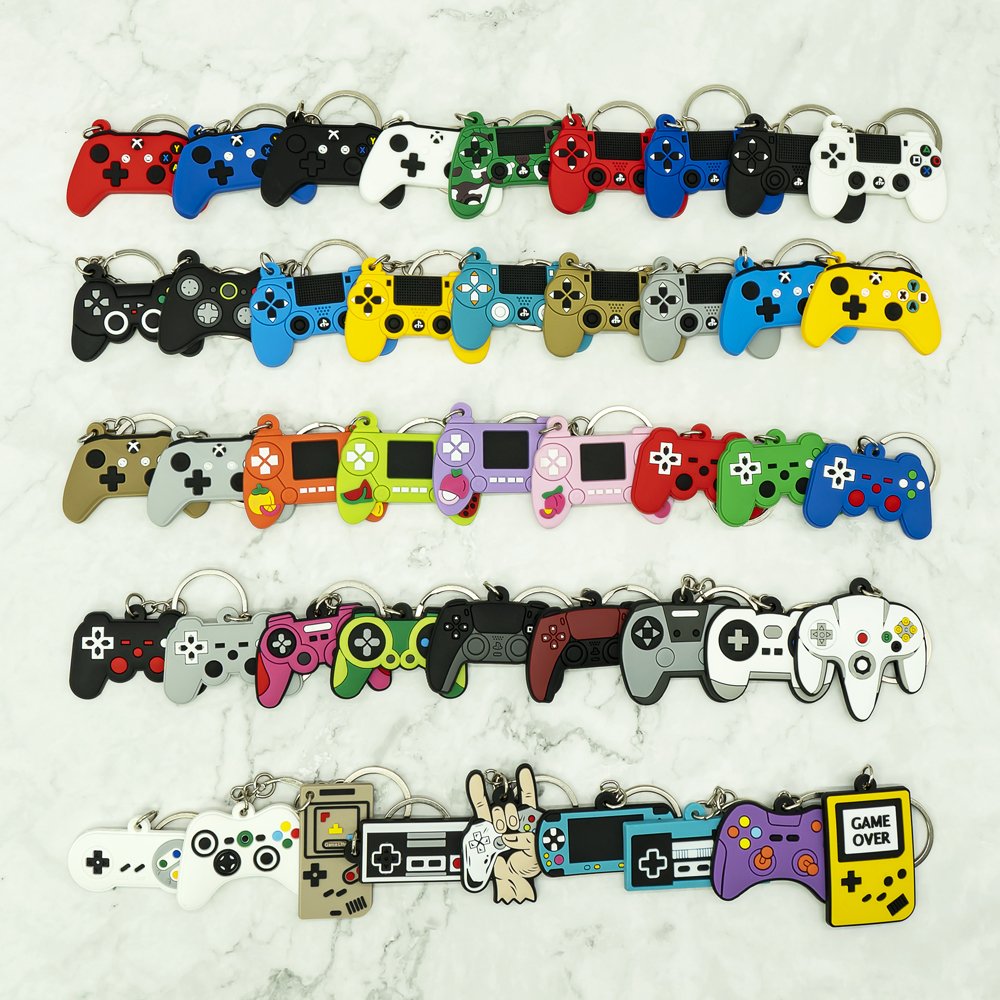 pvc keychain gamepad cartoon figure keyrings magic key chains cute key holder fit kids children bag trinket custom wholesale