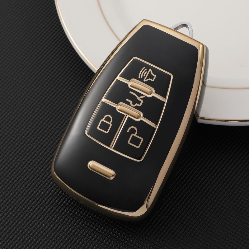 TPU Car Smart Key Case Cover Bag Fob Holder for BAIC X65 EU5 D50 BJ40 DJ80 Key Protector Accessories gold/black key cover