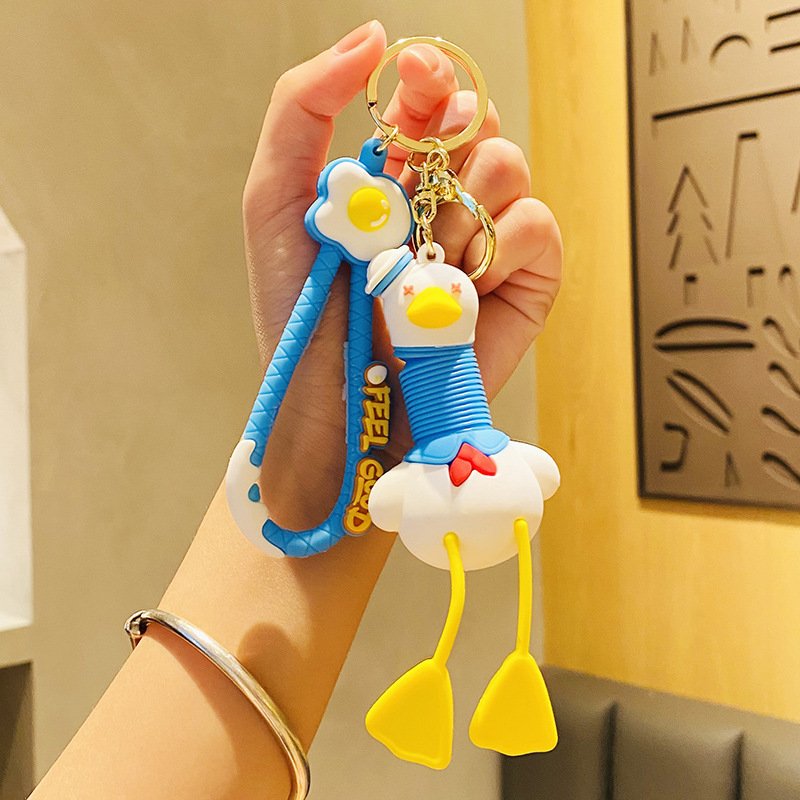 Dickmon Factory Directly Sale Cute Sailor Duck Retractable Tube Key Chains Wholesale Car Backpack Pendant 3D Duck Keychains