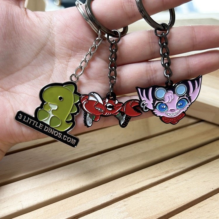 Custom Logo 3D Keychain Key Chains Holder Stainless Steel Plant Keyrings Wholesale Enamel Metal Keychains