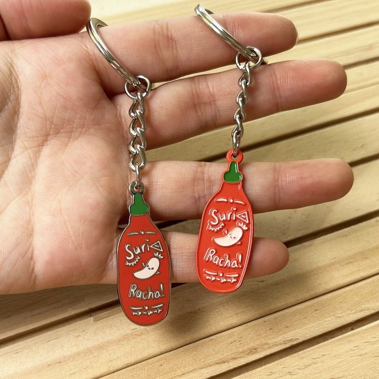 Custom Logo 3D Keychain Key Chains Holder Stainless Steel Plant Keyrings Wholesale Enamel Metal Keychains