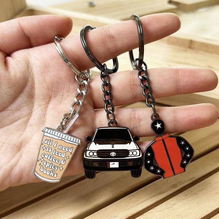 Custom Logo 3D Keychain Key Chains Holder Stainless Steel Plant Keyrings Wholesale Enamel Metal Keychains