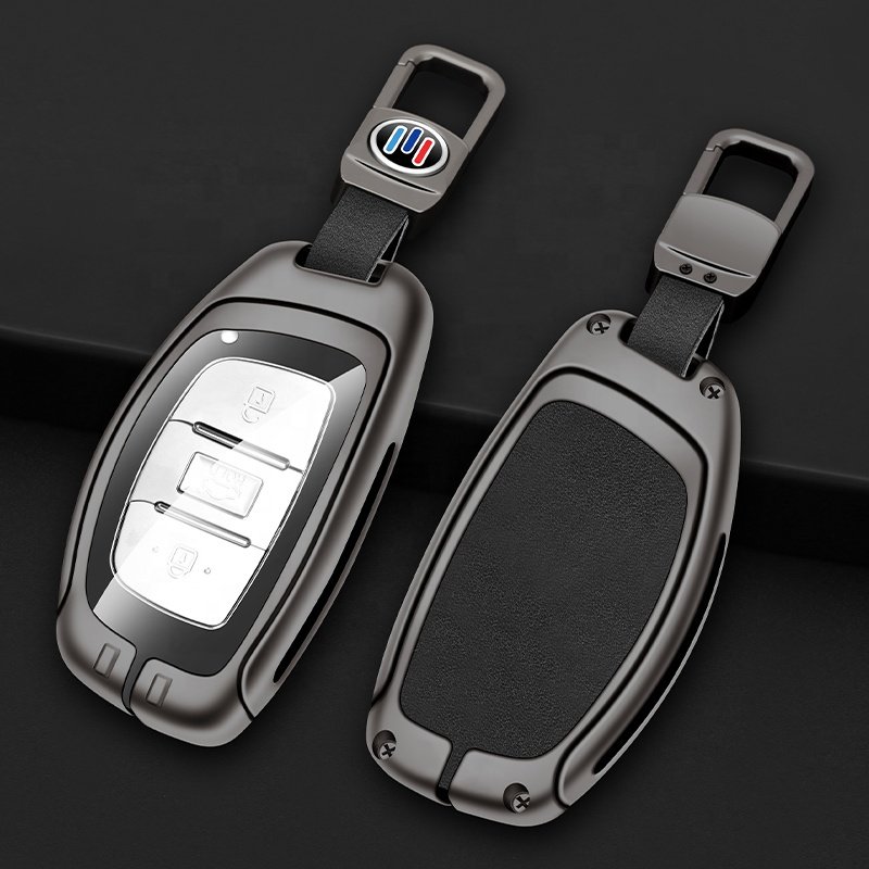 For Hyundai Elantra Remote Sonata 2024 Metal Leather Key Cover For Car