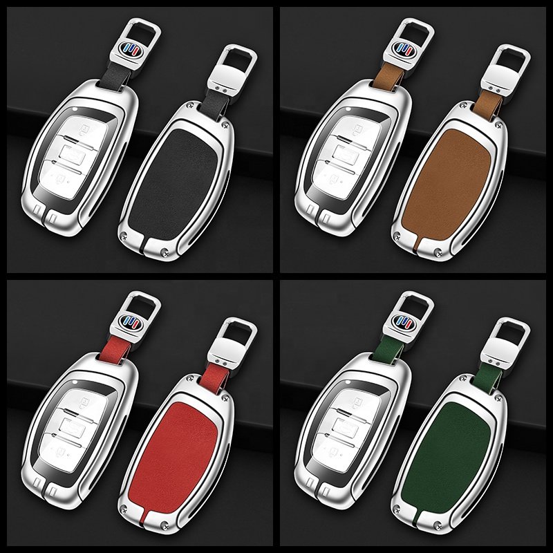 For Hyundai Elantra Remote Sonata 2024 Metal Leather Key Cover For Car