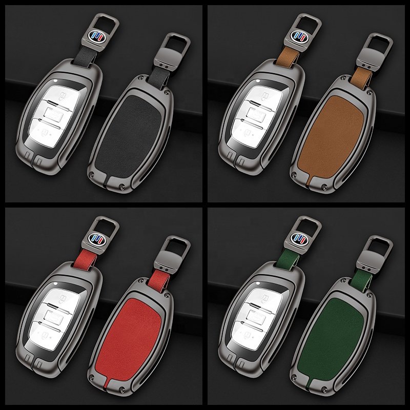 For Hyundai Elantra Remote Sonata 2024 Metal Leather Key Cover For Car