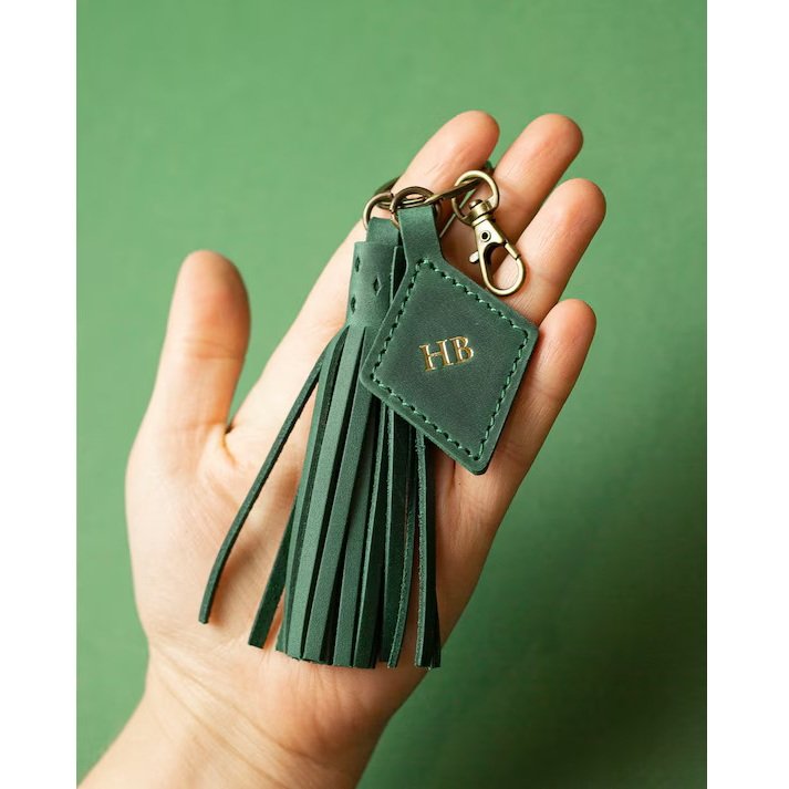 Premium Quality Italian Leather Keychain for Women Durable Simple Design Key Ring Customizable by Factory