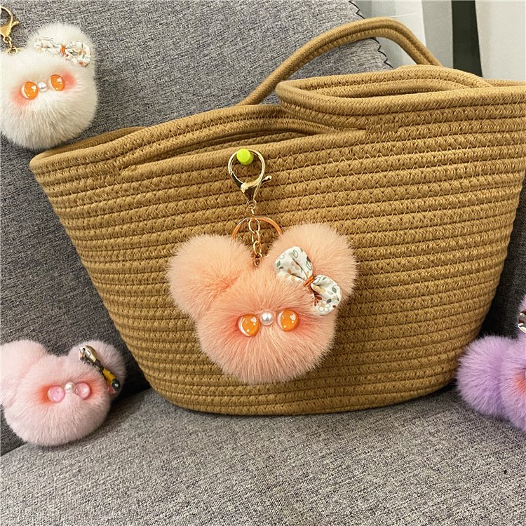 Cute cartoon Plush Keychains Toys Doll small coal ball bag handbag charms pendant car Kawaii Plush pom pom keychain accessories