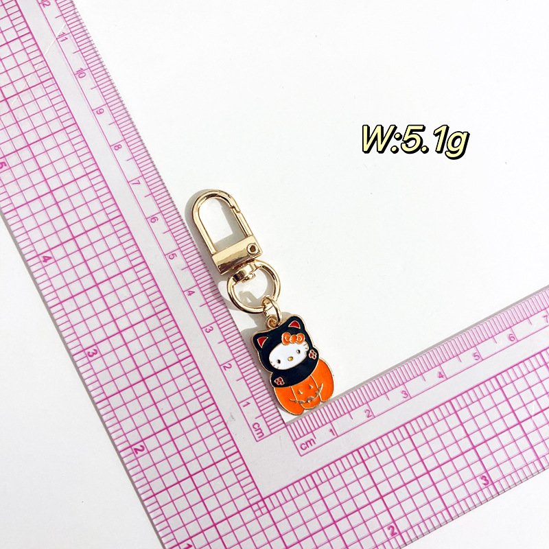 Car Key Accessories Lovely Cartoon Halloween cartoon KT cat demon ghost cat alloy drip oil bag DIY decoration keychain ring
