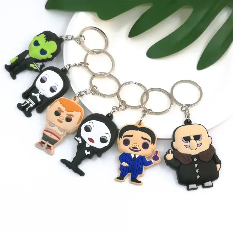 soft rubber keychains hot movies cartoon character keyring wholesale custom key chain fit men women wednesday gift car keychain