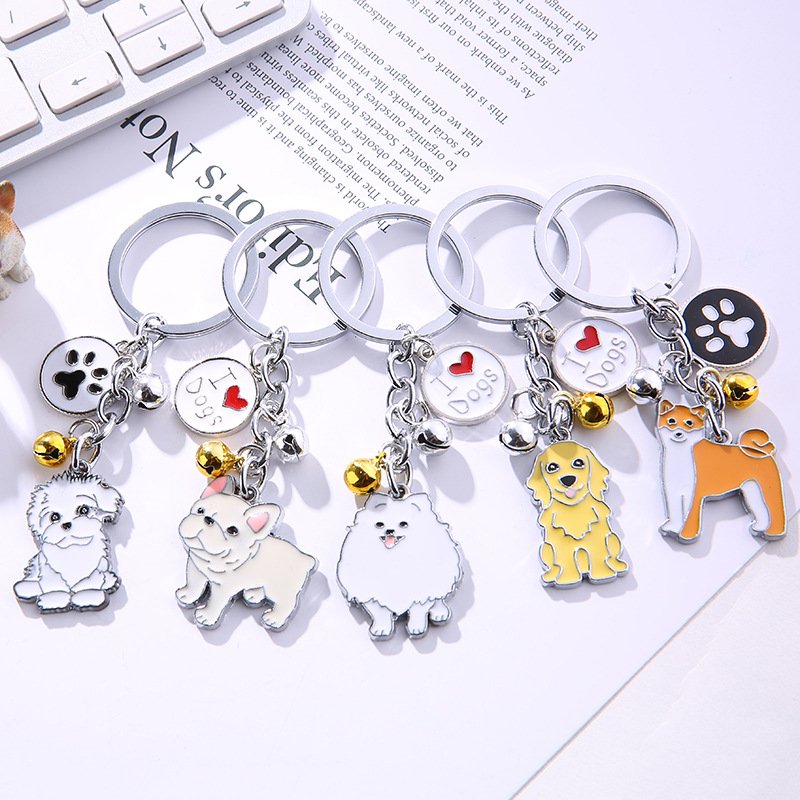 Creative Fashion Pet Memorial Bag Accessories Custom Keychain Metal Keychain Zinc Alloy 3D Dog Keychain