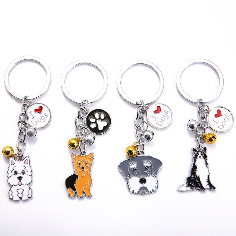 Creative Fashion Pet Memorial Bag Accessories Custom Keychain Metal Keychain Zinc Alloy 3D Dog Keychain