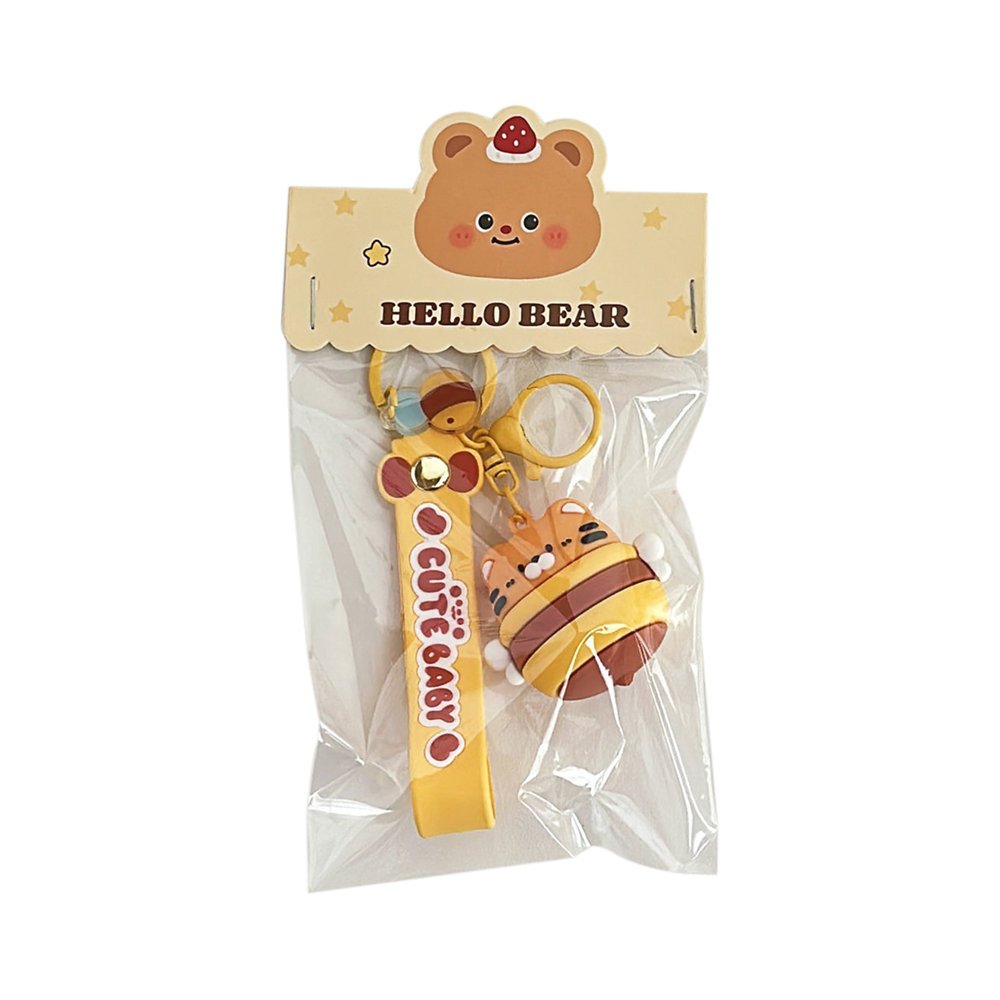 Lilangda Cartoon PVC Sharkbee Key Chain Cute Bitter Melon Bee Schoolbag Accessory Keyring Yellow Chain Backpack Pendant