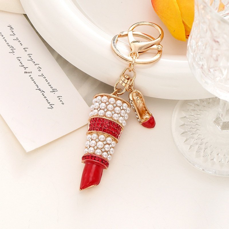 Women's Diamond-Encrusted Alloy Accessories Creative Metal Car Keychain Bag Pendant Key Ring Small Gift Wholesale