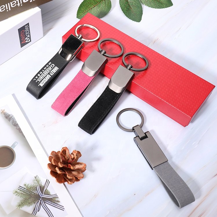 Custom keyring leather Key ring Metal Leather Key Ring from Professional Design and Manufacturing Factory