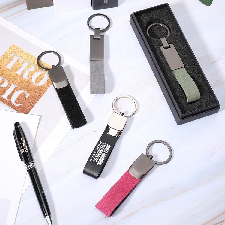 Custom keyring leather Key ring Metal Leather Key Ring from Professional Design and Manufacturing Factory