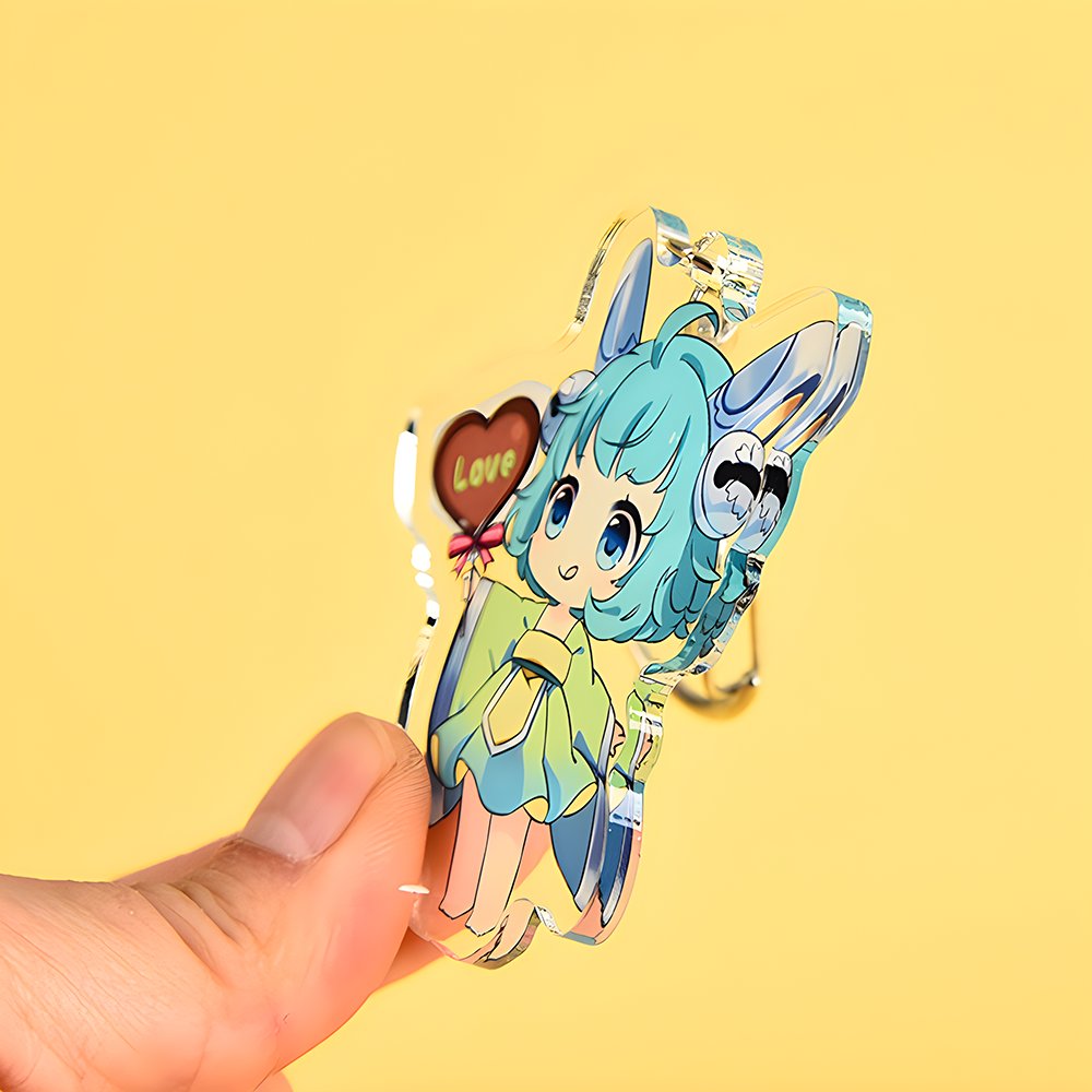 Custom Keychain Wholesale UV Printing CNC Cut Charms Custom Acrylic Key Chain Plastic Keyring Accessories Cheap Price in Bulk