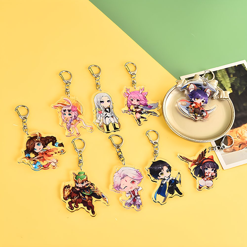 Custom Keychain Wholesale UV Printing CNC Cut Charms Custom Acrylic Key Chain Plastic Keyring Accessories Cheap Price in Bulk