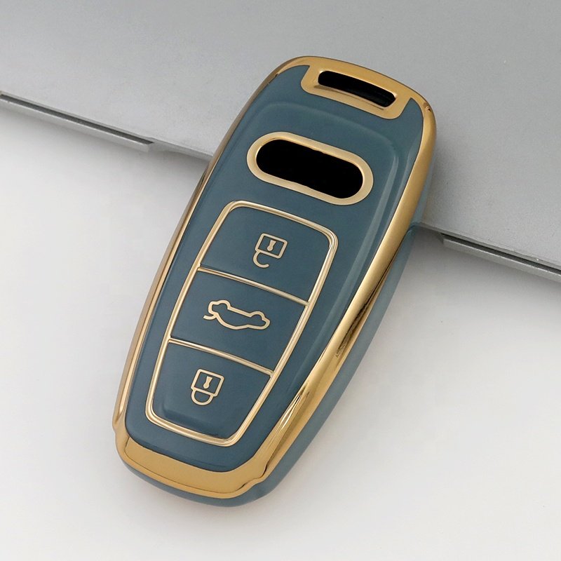 Gold Edge car accessories TPU car key cover For Audi A1 A3 A4 Allroad A5 A6 Q3 Q5 Q7 R8 RS RS7 S3 S4 S7 SQ5 TT car key protector