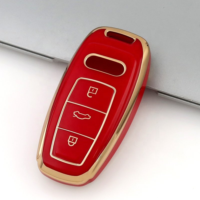 Gold Edge car accessories TPU car key cover For Audi A1 A3 A4 Allroad A5 A6 Q3 Q5 Q7 R8 RS RS7 S3 S4 S7 SQ5 TT car key protector