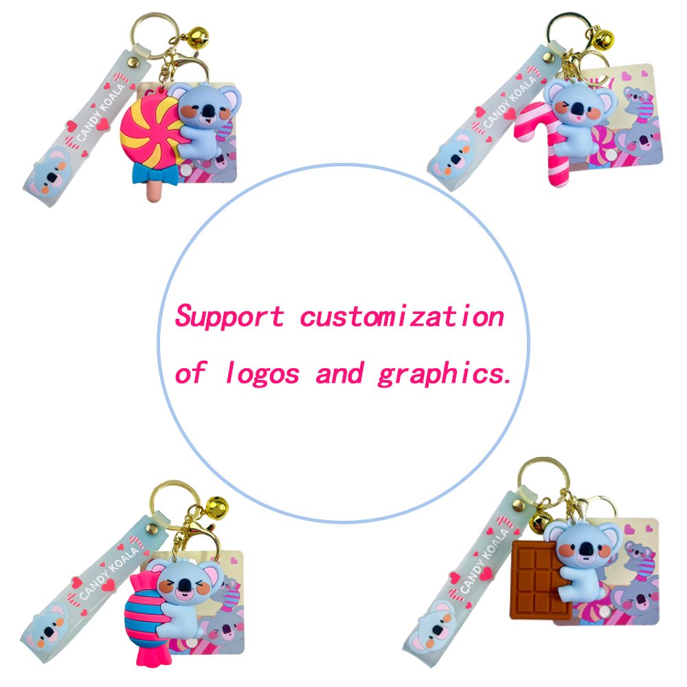 3D Koala Keychain Pendant PVC and Metal for Car Key and Ladies' Bag Decoration Cartoon Koala Party Gift