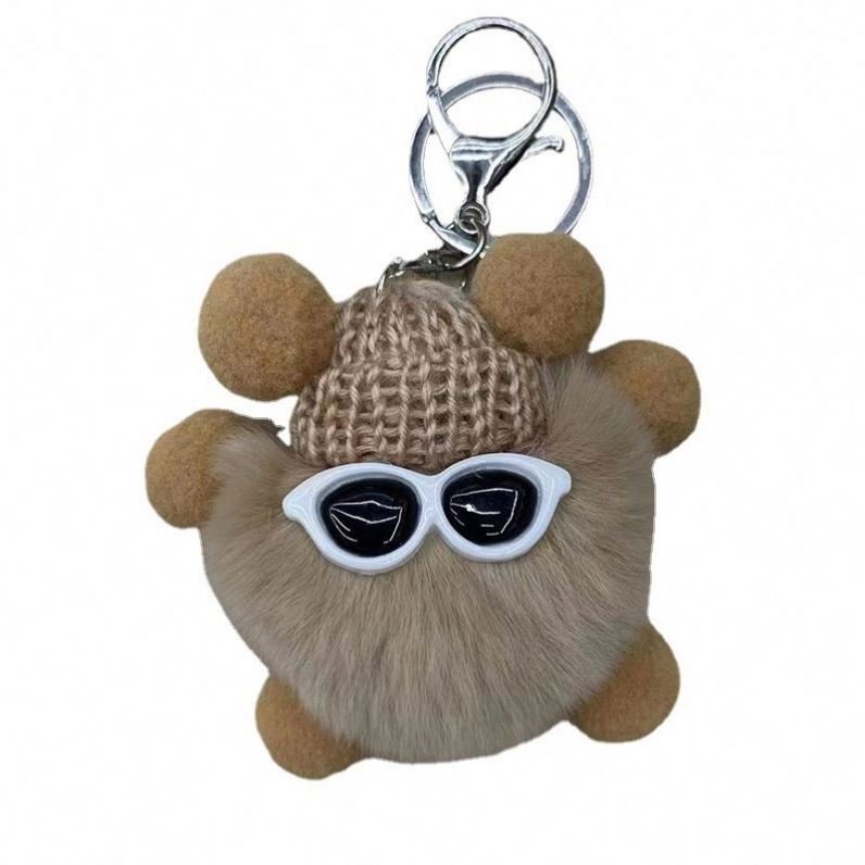Cute fluffy plush keychain toys Soft Pom Pom Keychains Kawaii fur Ball Plush doll for kids bag backpack pendant decor Key chains