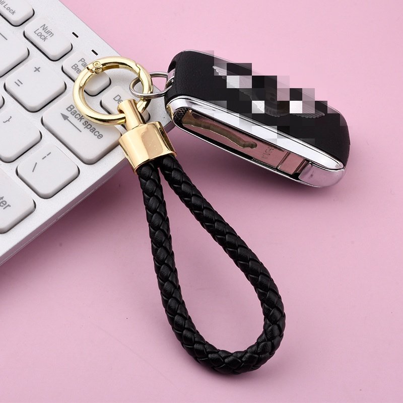 Wholesales Simple PU Leather Braided Rope Keychain PU Leather Rope Pendant Colorful Key Rings Business Gift Set Car Key Chain