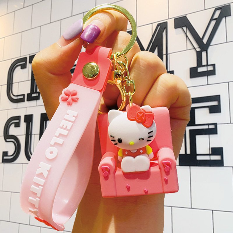 New Soft Rubber Sofa My Melody Kuromi Keychain Cute Cartoon Animation Pendant Schoolbag Ornament Sanrioed Keychain