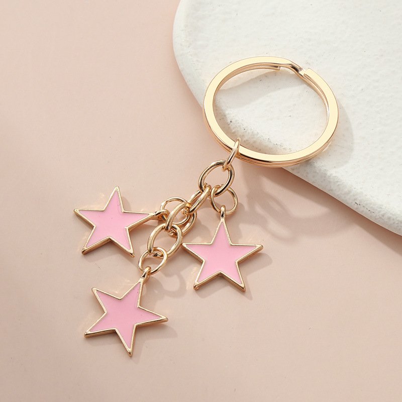 manufacturer colorful star pendant metal key chains holder designer charm key tag ring bag backpack accessories car key chain
