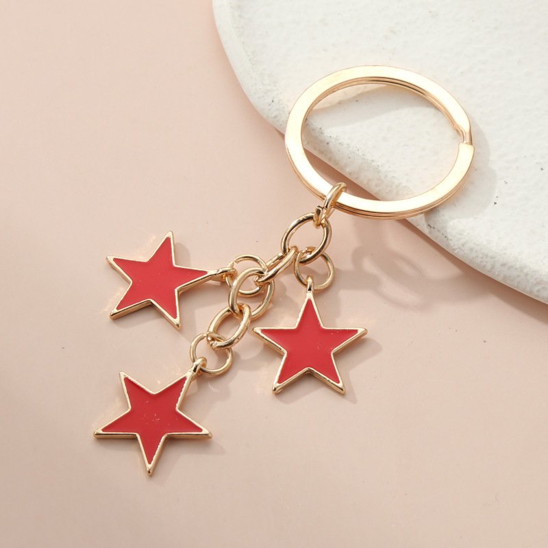 manufacturer colorful star pendant metal key chains holder designer charm key tag ring bag backpack accessories car key chain