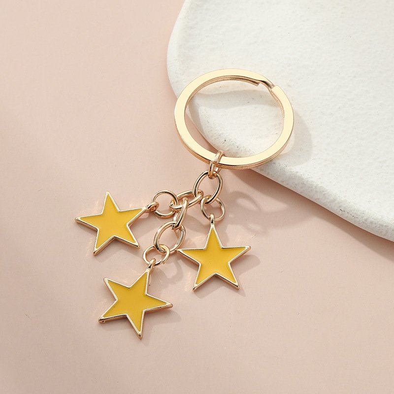 manufacturer colorful star pendant metal key chains holder designer charm key tag ring bag backpack accessories car key chain