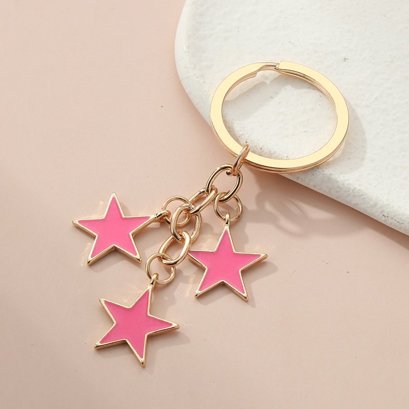 manufacturer colorful star pendant metal key chains holder designer charm key tag ring bag backpack accessories car key chain