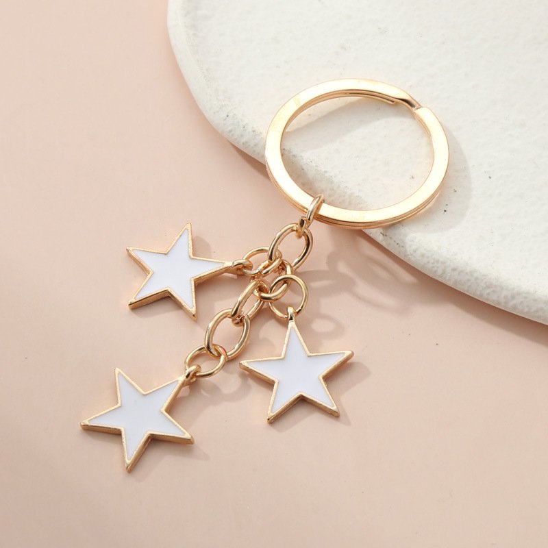 manufacturer colorful star pendant metal key chains holder designer charm key tag ring bag backpack accessories car key chain