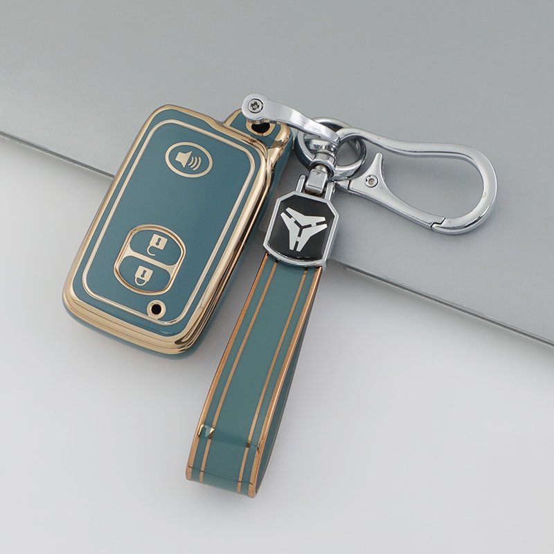 Gold Edge TPU Car Key Cover Accessories with Keychain For Toyota Avensis Land Cruiser Prado 150 TPU Car Key case Cover