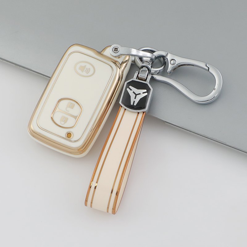 Gold Edge TPU Car Key Cover Accessories with Keychain For Toyota Avensis Land Cruiser Prado 150 TPU Car Key case Cover