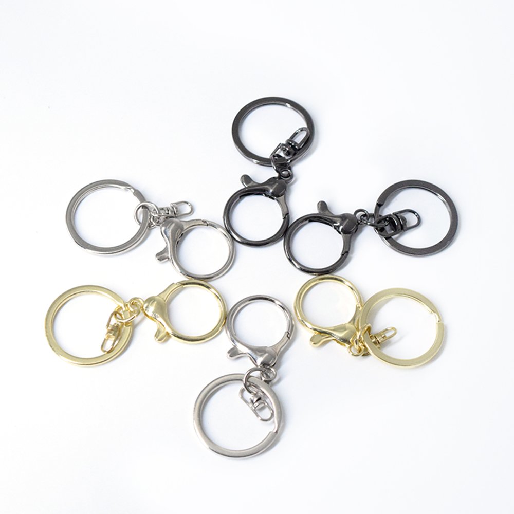 Ex-factory Price Zinc Alloy Key Chain with Spring Hook and roundlobster clasp DIY Key Ring Keychain accessories