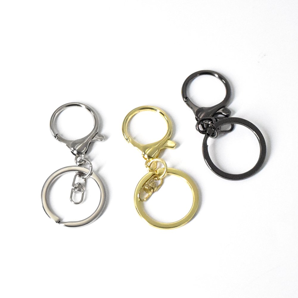 Ex-factory Price Zinc Alloy Key Chain with Spring Hook and roundlobster clasp DIY Key Ring Keychain accessories