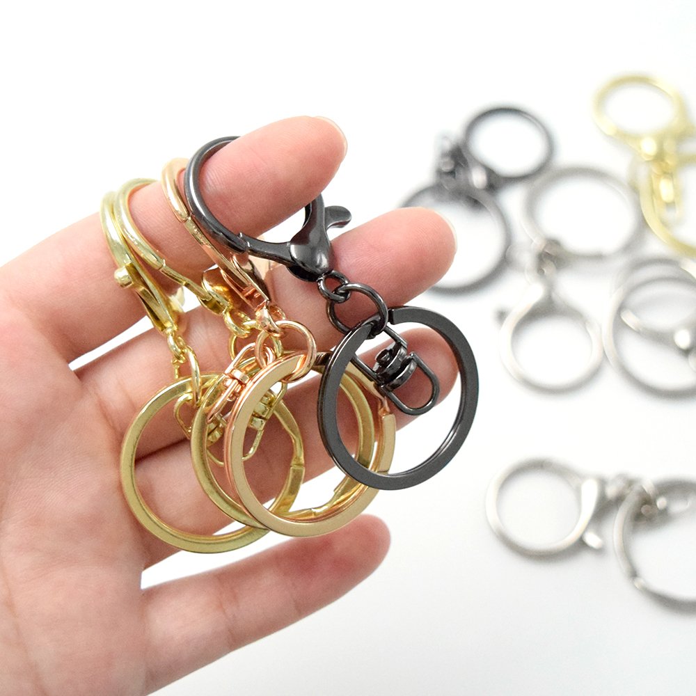 Ex-factory Price Zinc Alloy Key Chain with Spring Hook and roundlobster clasp DIY Key Ring Keychain accessories